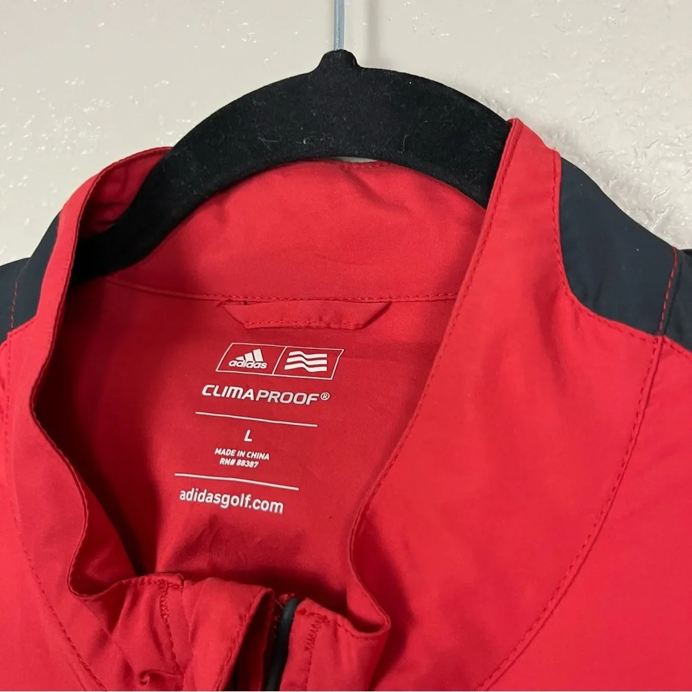Men's L Adidas Climaproof Windbreaker Jacket Red‎ Size Large